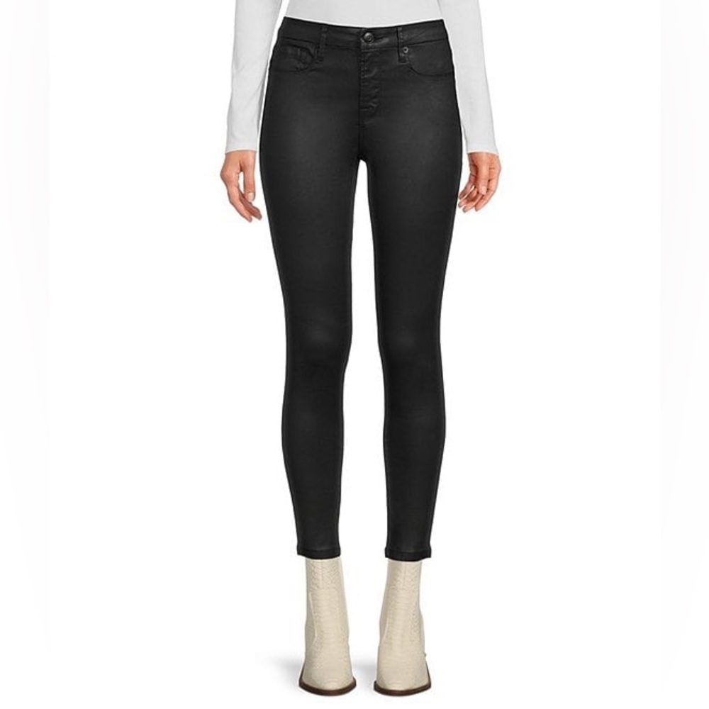 Gianni Bini Tori Skinny Leg Mid Rise Coated Denim Jeans